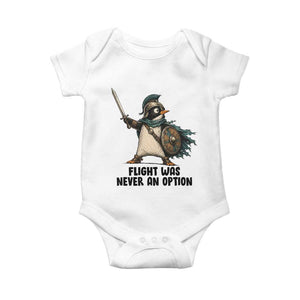 Flight Was Never An Option Funny Penguin Baby Onesie Sarcastic Dark Humor Animal TS10 White Print Your Wear