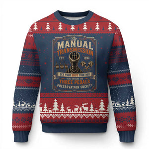Car Guy Ugly Christmas Sweater The Manual Transmission Preservation Society TS10 Navy Red Print Your Wear