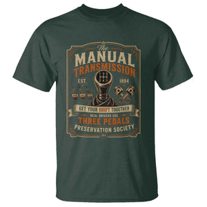 Car Guy T Shirt The Manual Transmission Preservation Society TS10 Dark Forest Green Print Your Wear