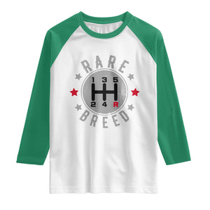 Rare Breed Manual Transmission Stick Shift Driver Raglan Shirt Vintage Distressed Graphic