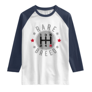 Rare Breed Manual Transmission Stick Shift Driver Raglan Shirt Vintage Distressed Graphic