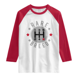 Rare Breed Manual Transmission Stick Shift Driver Raglan Shirt Vintage Distressed Graphic