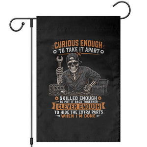 Mechanic Skeleton Garden Flag Curious Enough to Take It Apart Car Auto Repair Garage
