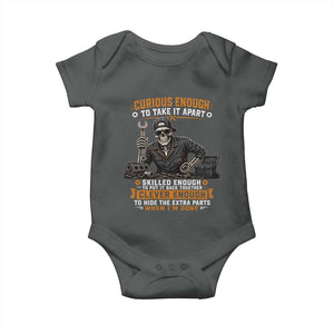 Mechanic Skeleton Baby Onesie Curious Enough to Take It Apart Car Auto Repair Garage