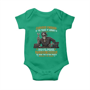 Mechanic Skeleton Baby Onesie Curious Enough to Take It Apart Car Auto Repair Garage