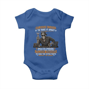 Mechanic Skeleton Baby Onesie Curious Enough to Take It Apart Car Auto Repair Garage