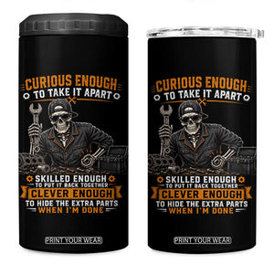 Mechanic Skeleton 4 in 1 Can Cooler Tumbler Curious Enough to Take It Apart Car Auto Repair Garage