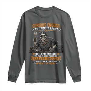 Mechanic Skeleton Long Sleeve Shirt Curious Enough to Take It Apart Car Auto Repair Garage