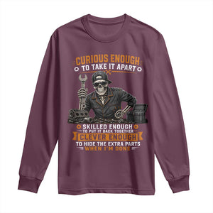 Mechanic Skeleton Long Sleeve Shirt Curious Enough to Take It Apart Car Auto Repair Garage
