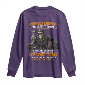 Mechanic Skeleton Long Sleeve Shirt Curious Enough to Take It Apart Car Auto Repair Garage