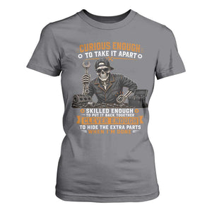 Mechanic Skeleton T Shirt For Women Curious Enough to Take It Apart Car Auto Repair Garage