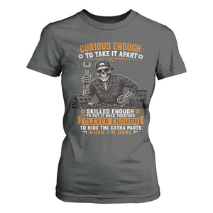Mechanic Skeleton T Shirt For Women Curious Enough to Take It Apart Car Auto Repair Garage