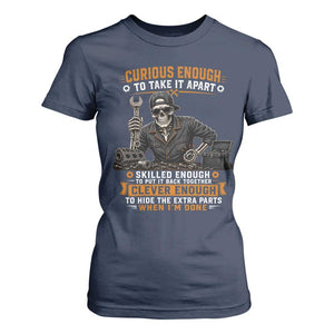 Mechanic Skeleton T Shirt For Women Curious Enough to Take It Apart Car Auto Repair Garage