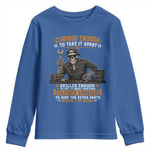 Mechanic Skeleton Youth Sweatshirt Curious Enough to Take It Apart Car Auto Repair Garage