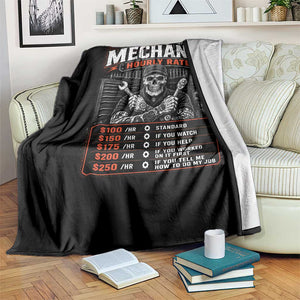 Mechanic Skeleton Throw Blanket Funny Hourly Rate Auto Car Garage Labor Rates