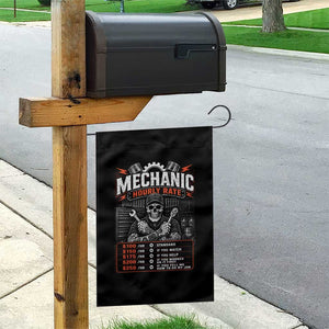 Mechanic Skeleton Garden Flag Funny Hourly Rate Auto Car Garage Labor Rates