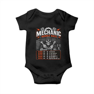 Mechanic Skeleton Baby Onesie Funny Hourly Rate Auto Car Garage Labor Rates