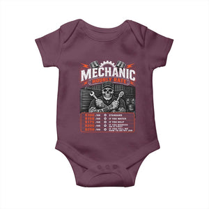 Mechanic Skeleton Baby Onesie Funny Hourly Rate Auto Car Garage Labor Rates