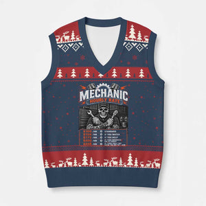 Mechanic Skeleton V-Neck Knit Sweater Vest Funny Hourly Rate Auto Car Garage Labor Rates