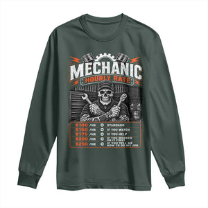 Mechanic Skeleton Long Sleeve Shirt Funny Hourly Rate Auto Car Garage Labor Rates