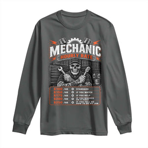 Mechanic Skeleton Long Sleeve Shirt Funny Hourly Rate Auto Car Garage Labor Rates