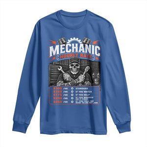 Mechanic Skeleton Long Sleeve Shirt Funny Hourly Rate Auto Car Garage Labor Rates