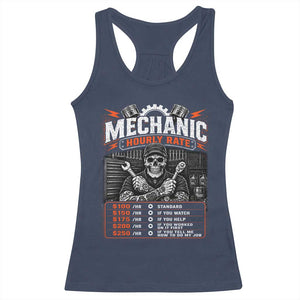 Mechanic Skeleton Racerback Tank Top Funny Hourly Rate Auto Car Garage Labor Rates