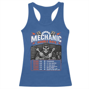 Mechanic Skeleton Racerback Tank Top Funny Hourly Rate Auto Car Garage Labor Rates