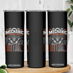 Mechanic Skeleton Skinny Tumbler Funny Hourly Rate Auto Car Garage Labor Rates