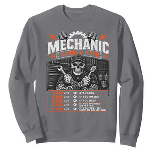 Mechanic Skeleton Sweatshirt Funny Hourly Rate Auto Car Garage Labor Rates