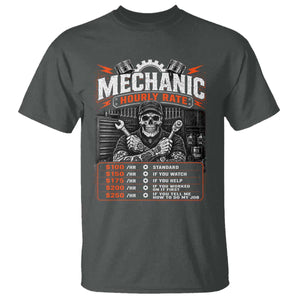 Mechanic Skeleton T Shirt Funny Hourly Rate Auto Car Garage Labor Rates