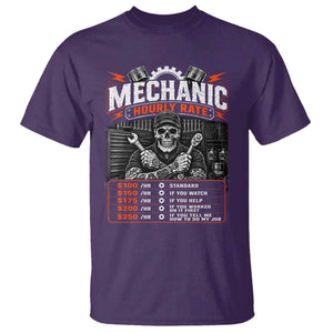 Mechanic Skeleton T Shirt Funny Hourly Rate Auto Car Garage Labor Rates