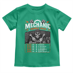 Mechanic Skeleton Toddler T Shirt Funny Hourly Rate Auto Car Garage Labor Rates