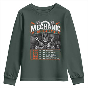 Mechanic Skeleton Youth Sweatshirt Funny Hourly Rate Auto Car Garage Labor Rates