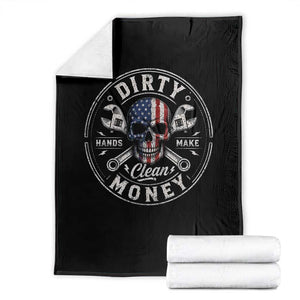 Mechanic Skeleton Throw Blanket My Hands May Be Dirty But My Money is Clean Auto Repair Garage
