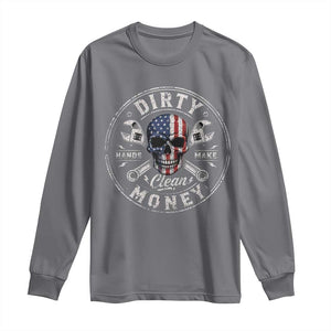 Mechanic Skeleton Long Sleeve Shirt My Hands May Be Dirty But My Money is Clean Auto Repair Garage