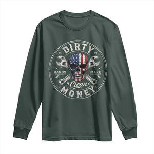 Mechanic Skeleton Long Sleeve Shirt My Hands May Be Dirty But My Money is Clean Auto Repair Garage