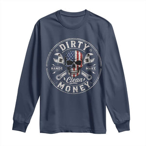 Mechanic Skeleton Long Sleeve Shirt My Hands May Be Dirty But My Money is Clean Auto Repair Garage