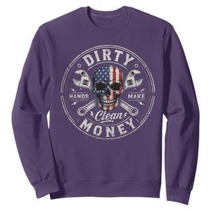 Mechanic Skeleton Sweatshirt My Hands May Be Dirty But My Money is Clean Auto Repair Garage