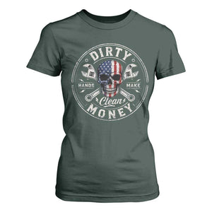 Mechanic Skeleton T Shirt For Women My Hands May Be Dirty But My Money is Clean Auto Repair Garage