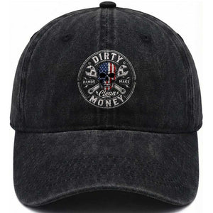 Mechanic Skeleton Washed Cotton Baseball Cap My Hands May Be Dirty But My Money is Clean Auto Repair Garage