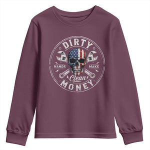 Mechanic Skeleton Youth Sweatshirt My Hands May Be Dirty But My Money is Clean Auto Repair Garage