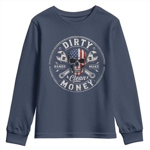 Mechanic Skeleton Youth Sweatshirt My Hands May Be Dirty But My Money is Clean Auto Repair Garage