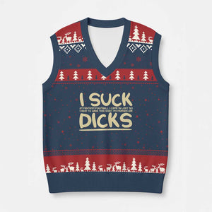 I Suck At Fantasy Football V-Neck Knit Sweater Vest Funny My Friends Are Draft Party Commish FFL TS10 Navy Red Print Your Wear
