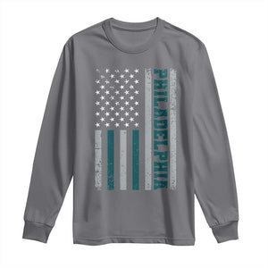 Philadelphia Long Sleeve Shirt Retro American Flag Philly Fan TS10 Charcoal Print Your Wear