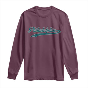 Philadelphia Long Sleeve Shirt Mascot Vintage Sports Name TS10 Maroon Print Your Wear