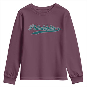Philadelphia Youth Sweatshirt Mascot Vintage Sports Name TS10 Maroon Print Your Wear