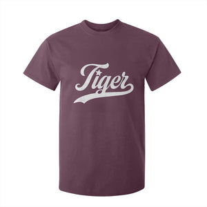 Retro Script Tigers T Shirt For Kid Vintage Team Name TS10 Maroon Print Your Wear