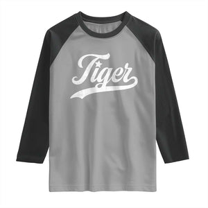 Retro Script Tiger Raglan Shirt Vintage Sports Team Name TS10 Sport Gray Black Print Your Wear