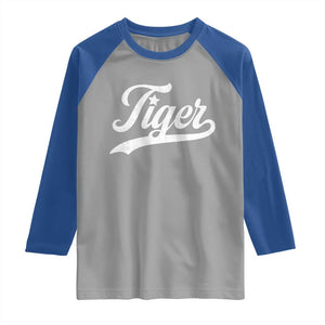Retro Script Tiger Raglan Shirt Vintage Sports Team Name TS10 Sport Gray Royal Print Your Wear